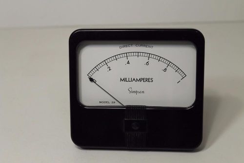 Vintage Simpson 0-1 DC Milliamperes Milliamp Panel Meter Model 29