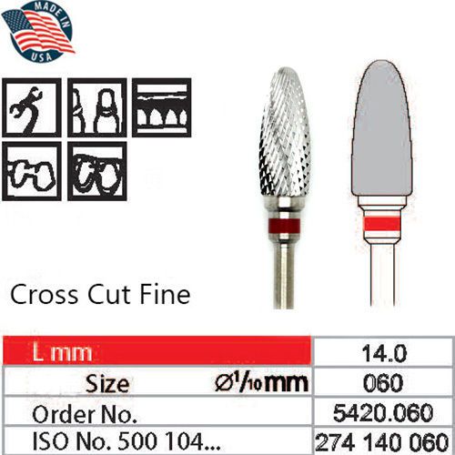 Wilson USA Tungsten Carbide Cutter HP Drill Bit Dental Nail Fine Large Flame