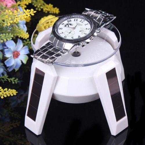 360 Degree Light Solar Powered Jewelry Rotating Display Stand Turn Plate