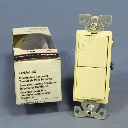 Cooper Combination Decorator Almond DUAL Rocker Light Switch Duplex 15A 7728A