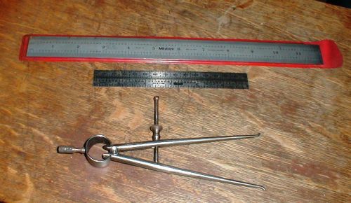 Lot-3 Engineer&#039;s Machinist Drafting Tools Starrett Inside Caliper Mitutoyo Rule