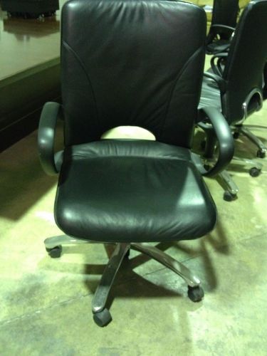 Haworth Luxurious Black Leather &amp; Chrome Hydraulic #5711 2141 XP KC KR Chairs