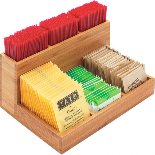 Cal-Mil 796-60 Bamboo Packet / Stirrer Organizer - 9&#034; x 6 1/4&#034; x 4 1/2&#034;