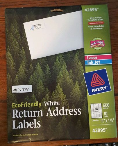 Avery Return Address Labels White 0.66 x 1.75 inches Pack of 600 (42895)