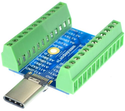 USB3.1 Type C Male socket breakout board, elabguy USB3.1-CM-BO-V1A, Arudino