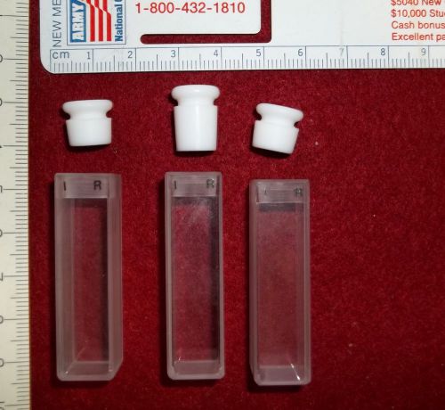 3 spectrophotometer cuvettes type 21 -10mm-i standard cells  original box  used for sale