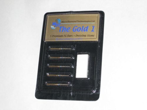 LOT 5 NEW MDT &#034;THE GOLD 1&#034; PACKS WITH 5 PREMIUM FG BURS173-016M+ DRESSING STONE