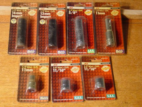 SOCKETS  RATCHAT &amp; IMPACT SOCKETS  ACE HARDWARE  QTY : 7  NEW