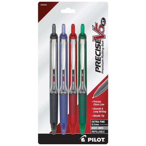 Pilot precise v5 rt retractable rolling ball pens extra fine point 4-pack bla... for sale