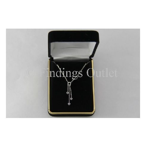 Classic Black Velvet Metal Pendant Earring Jewelry Gift Box With Gold Brass Trim