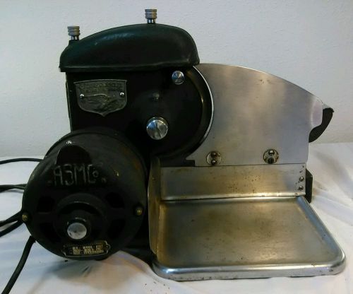 Vintage 1940 american slicing machine co - model 52 - meat cheese slicer - green for sale