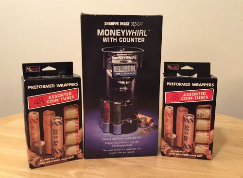 Sharper Image MoneyWhirl Digital Coin Sorter w/ 96 Rollers, Excellent Condition!