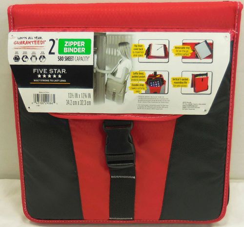 Five Star 2&#034; Zipper Binder 580 Sheets Shoulder Strap Tablet 5 Pocket File 2062