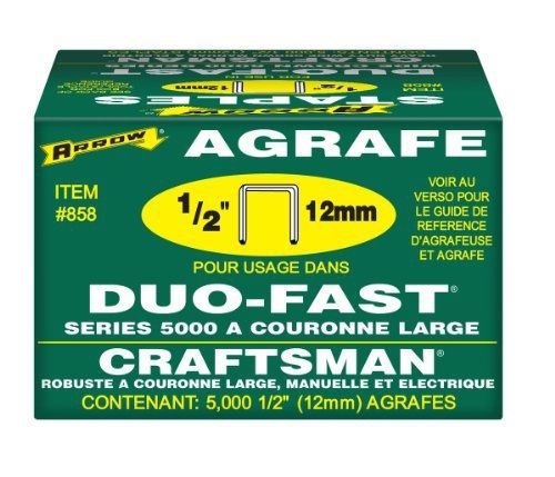 Arrow 858 duo-fast 5000 series 1/2-inch staples, 5,000-pack for sale