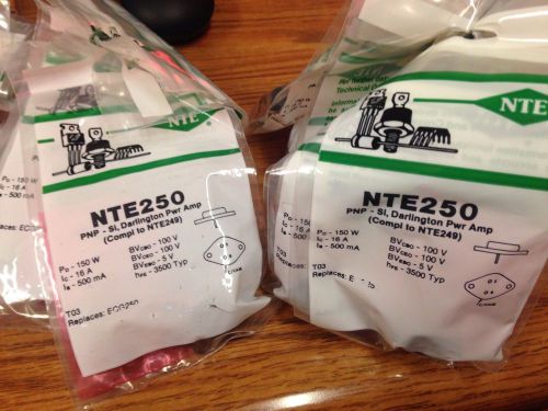 NTE250 Transistor PNP - Silicon, Darlington Power Amp. Lot Of 38