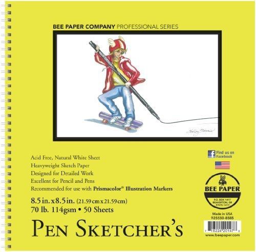 Bee Paper Company Pen Sketchers Pad, 8.5 by 8.5-Inch