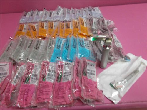 Welch Allyn Fiber Optic Laryngoscope Handle &amp; 50 New Rusch Assorted Metal Blades