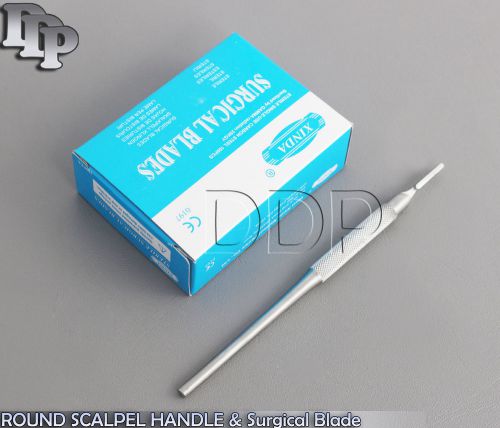 100 STERILE SURGICAL BLADES #10 #12 WITH FREE ROUND SCALPEL KNIFE HANDLE #3