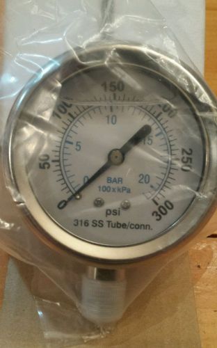 Pressure Gauge Liquid Fill SEC-301LFW-254H 0-300 psi dial 2 1/2&#034; connection 1/4&#034;