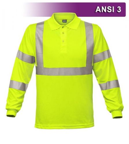 Reflective apparel safety polo shirt long sleeve hi viz work ansi 3 vea-314-st for sale