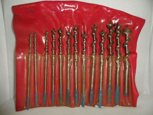 13 Piece Set SOLID CENTER Auger Bits With Plastic Wrap Up Case by Premier #136