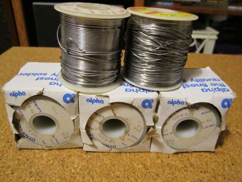 ~ 5 lbs 60/40 Solder: 3x NOS NIB Alpha QQ-S-571 .032, Kester 44 .025, Alpha .032