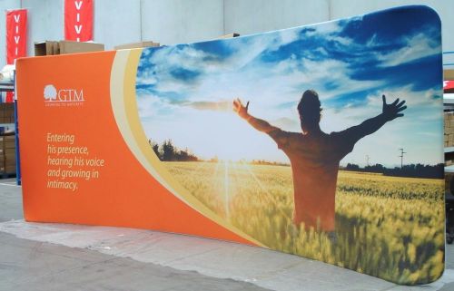 20ft tension fabric display horizontal curve backwall, + free custom print for sale