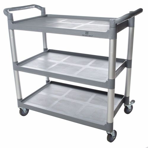 40 1/2&#034; Plastic 3-Tier Bus Cart Gray