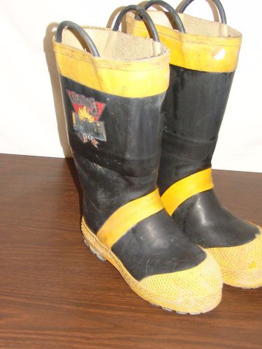 SERVUS Firefighter Turn Out Gear Rubber Boots Steel Toe Mens 9 Wide