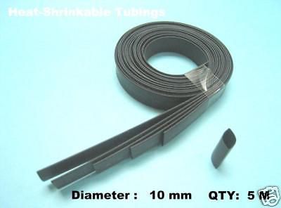 3/8&#034; Dia 10 mm BLACK HEAT SHRINK TUBING #h7  5M = 16 ft