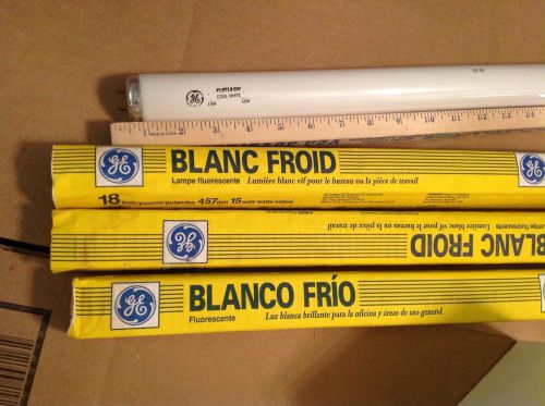 GE F15T12-CW Flourescent Lamp 15 Watt  Lot Of 3