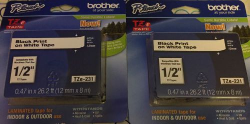 Brother P-Touch TZe-231 Black Print on White Tape - 2pks