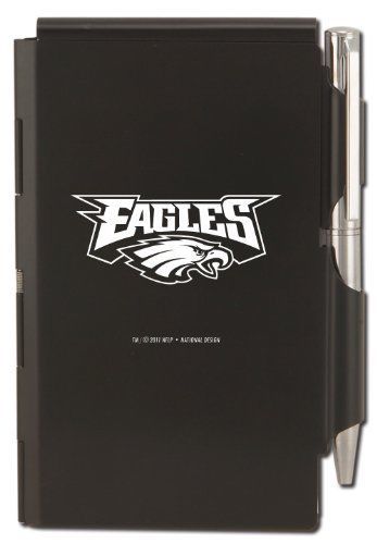 Philadelphia Eagles Engraved Metal Pocket Notes in box, Black with White Imprint