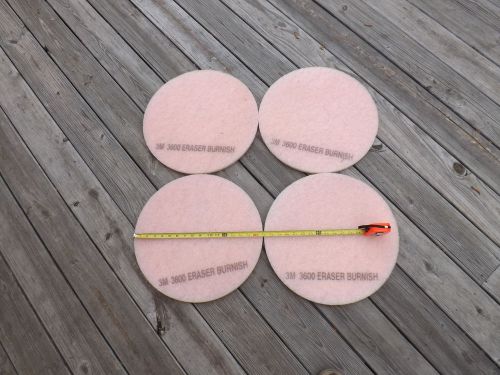 3M ERASER FLOOR BURNISH PADS #3600; 17&#034; DIAMETER LOT OF 4, NEW, FREE SHIPPING