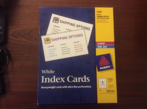 Avery Laser &amp; Ink Jet White 3&#034; x 5&#034; Index Cards 150 Count (5388) Sealed