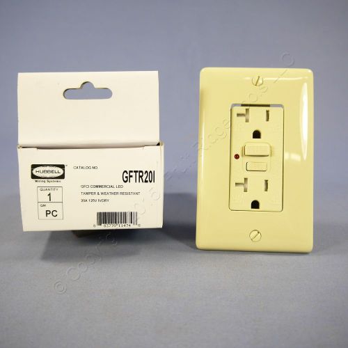 New hubbell ivory commercial tamper resistant gfci receptacle outlet 20a gftr20i for sale