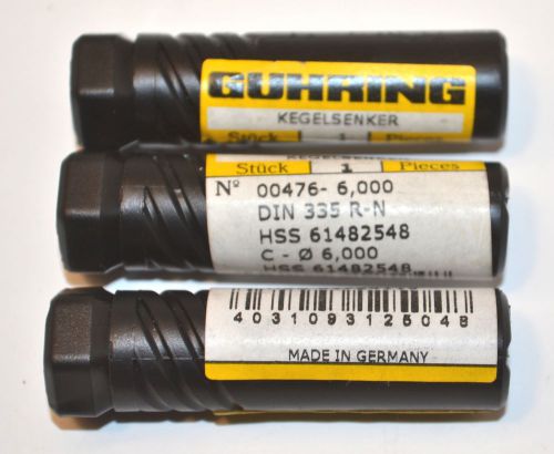 3 NEW GUHRING Germany COUNTERSINK 6.0MM C/SNK 3FL 90DEG S/S HSS #476-6000 MBB3F7