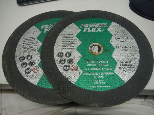 Premium Flex - 12&#034; x 1/8 &#034;x 1&#034; Cut Off Wheel- For Concrete/Asphalt LOT OF 2