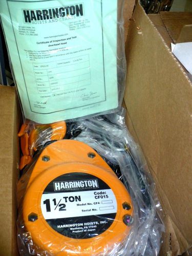 New Harrington CF015-20 Chain Hoist  1-1/2 Ton 20Ft. Chain -FREE SHIPPING