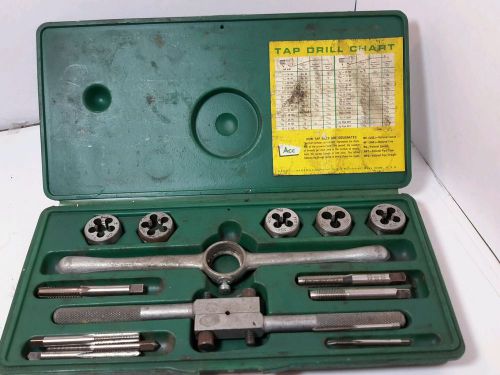 Vintage Ace Tap &amp; Die Set, 15 Pieces, 351412 Set No.1,  Size 1/4-1/2