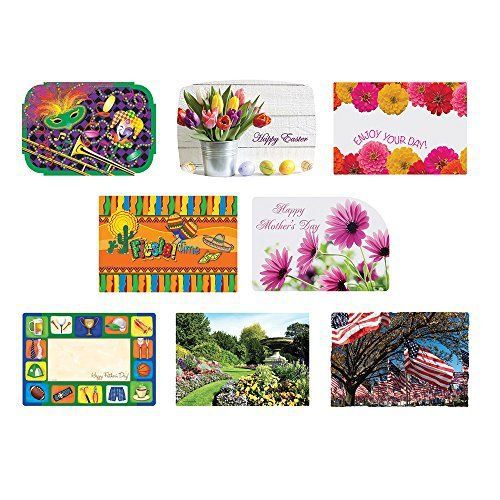 Hoffmaster 857205 Spring Seasonal Occasions Placemats, 8 Designs per Case, x 8