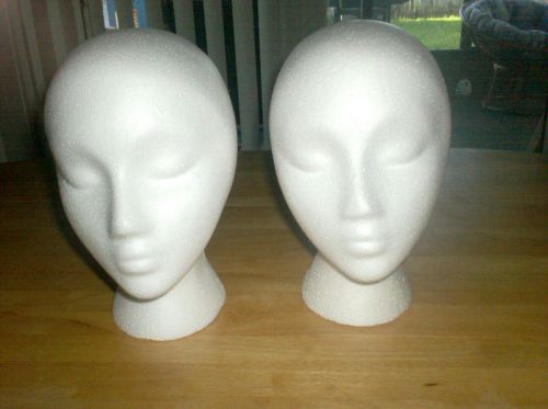 WIG FEMALE STYROFOAM HEAD FOAM MANNEQUIN DISPLAY 12&#034; (2PCS)