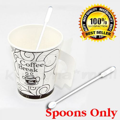 100 PCS WHITE MINI SPOONS COFFEE &amp; TEA STIRRER PLASTIC CAFE&#039; &amp; KITCHEN DRINK TOP