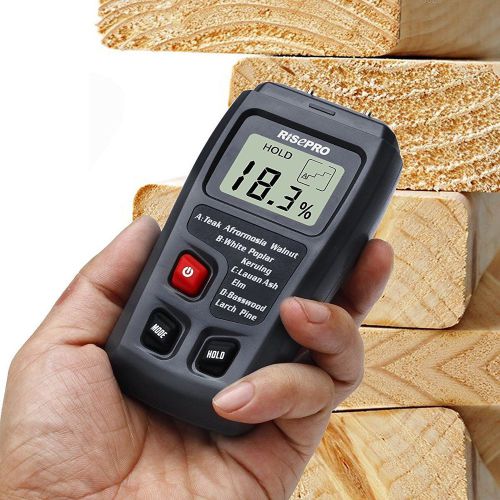 Wood Moisture Meter, RISEPRO Digital Moisture Meter 2 pins Wood Moisture Tester