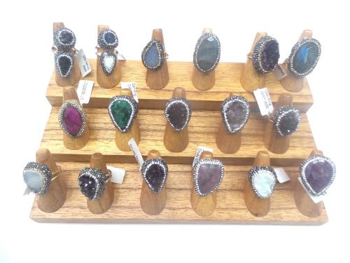 Natural Solid Wood Ring Display