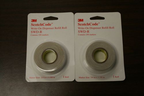 ***LOT OF 2*** 3M SWD-R Write On Dispenser Refill Roll .75&#034; X 1.375&#034; 250 PC ROLL