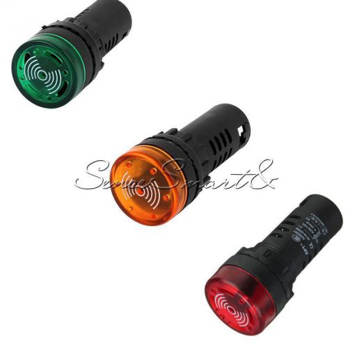 LED Flash Alarm Indicator Signal Lamp w/Buzzer 12/24/110/220V AD16-22SM