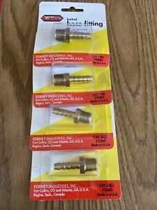 Forney Brass Hose Fittimg, Barbed  Hose End , 1/4”NPT Hose End, 4 Pieces