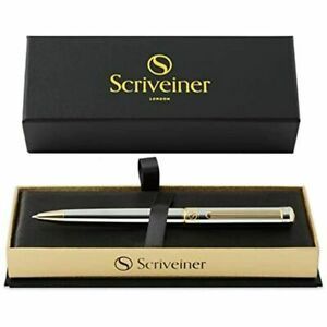 Silver Chrome Ballpoint Pen - Stunning Luxury Pen with 24K Gold Finish