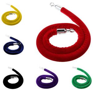 1.5m Velvet Queue Rope Barrier Belt Stanchion w/ Silver Polished Hooks